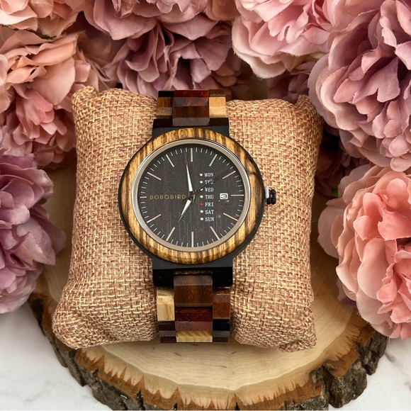 Luxury Multi Tone Colorful Wood Quartz Watch - Picture 7 of 16